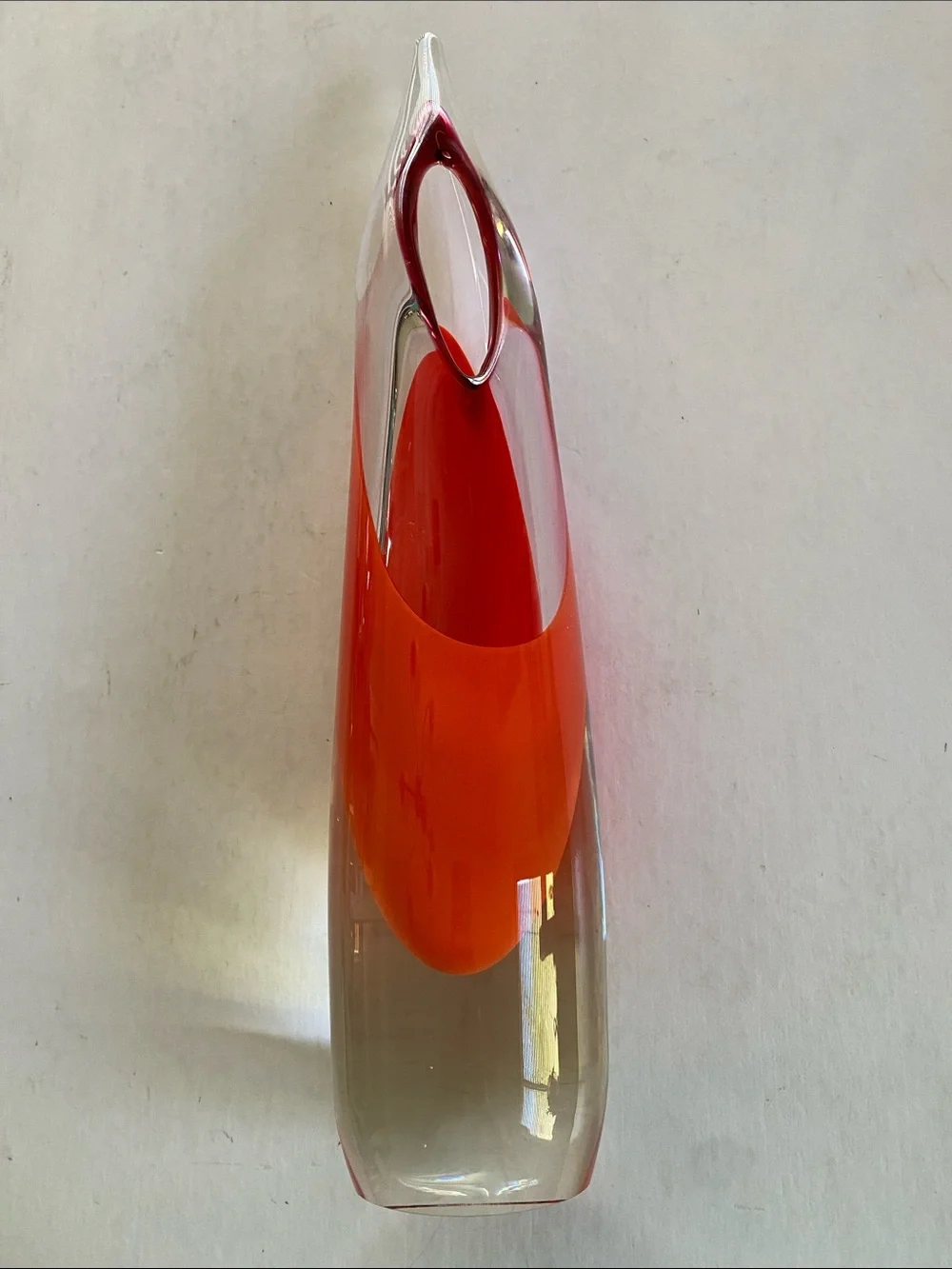 Global Views Fire Stalagmite Vase 17.5” Hand Formed Polish Glass Art Decor